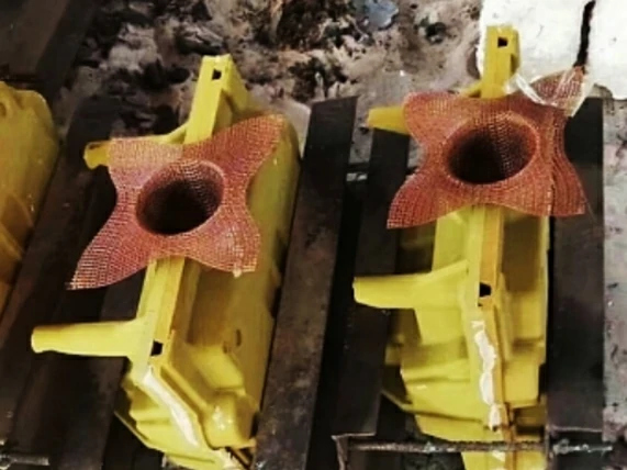 fiberglass mesh filter installed in investment‑casting gating system for copper‑alloy pouring